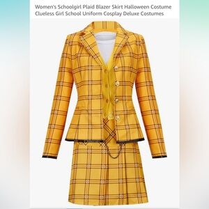 Cher from Clueless Yellow Plaid 4 Piece Costume